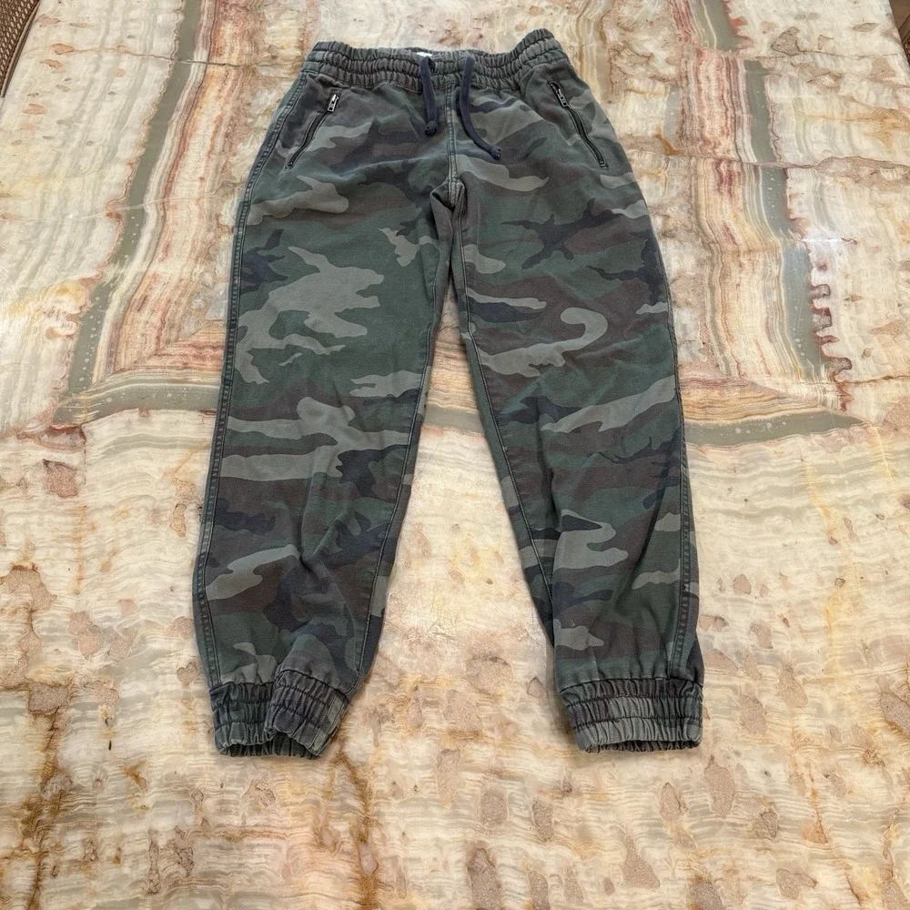 TNA Aritzia Camo Jogger Pants XS Green Drawstring Utility Casual Pants